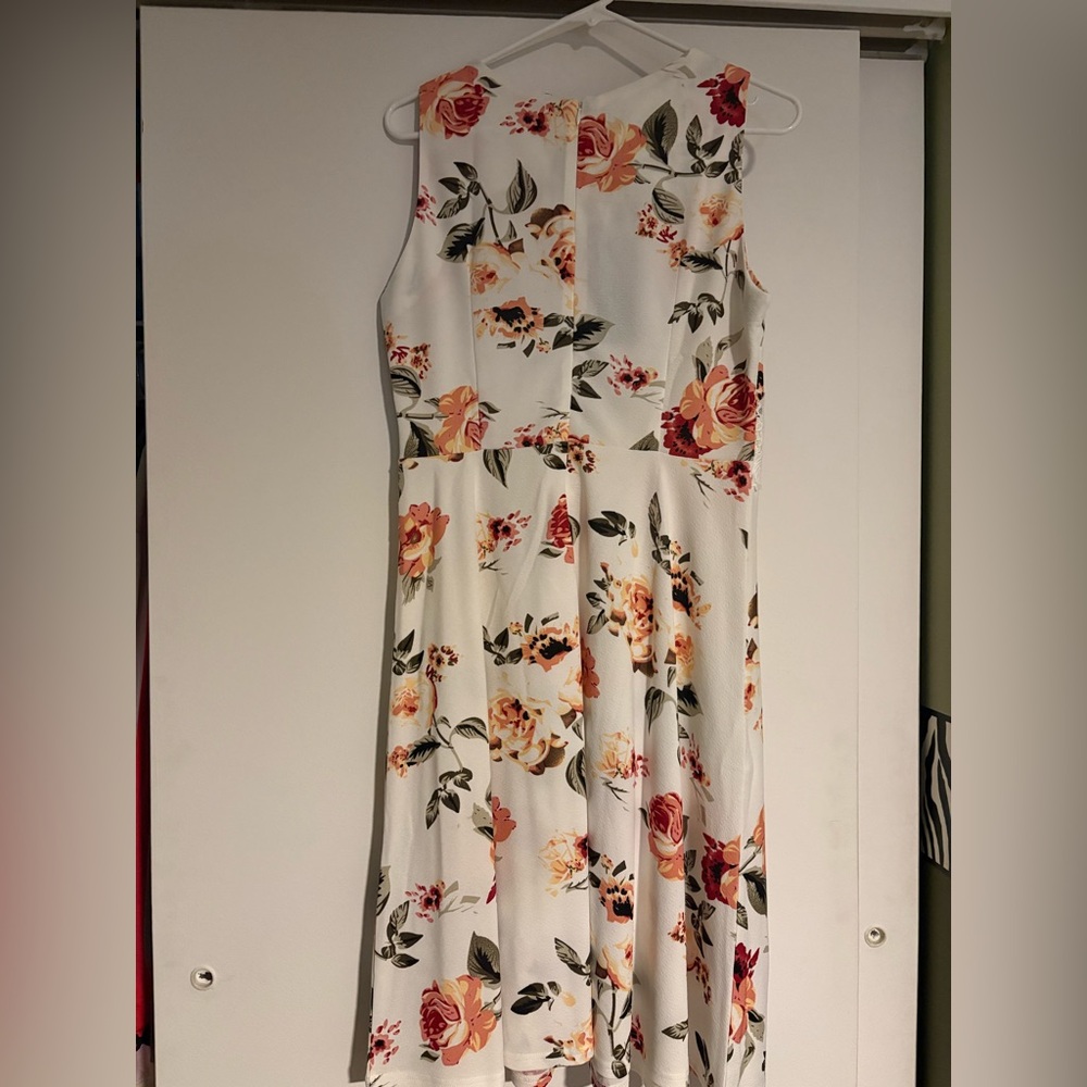 Floral Sleeveless Dress - White and Pink